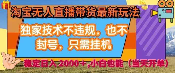 淘宝无人直播带货最新玩法，独家技术不违规，也不封号，全自动运行，只需挂着， 稳定日入2k【揭秘】-网创资源总站