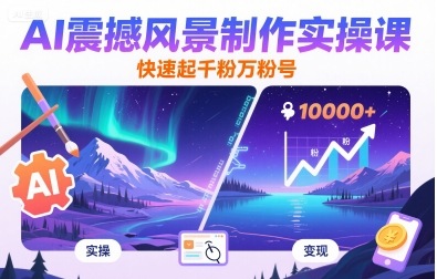 AI震撼风景制作实操课，快速起千粉万粉号-网创资源总站