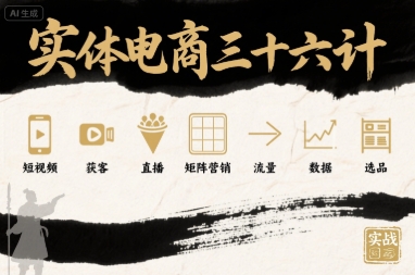 实体电商三十六计，短视频-获客-直播-矩阵营销-流量-数据-选品-网创资源总站