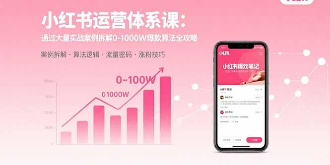 小红书运营体系课：通过大量实战案例拆解0-1000W爆款算法全攻略-网创资源总站