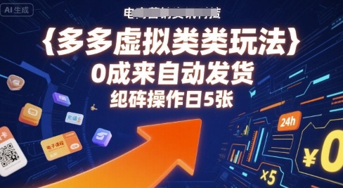 多多虚拟类目玩法，0成本全自动发货，矩阵操作日5张-网创资源总站