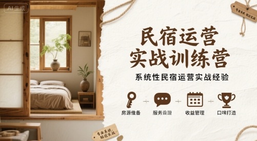 民宿运营实战训练营，系统性民宿运营实战经验-网创资源总站