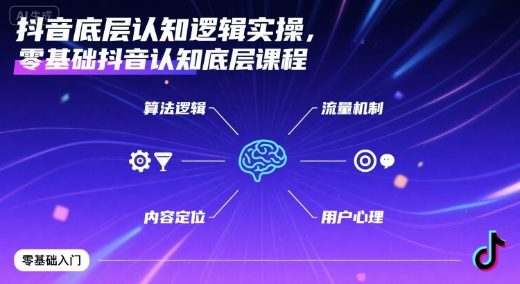 抖音底层认知逻辑实操，零基础抖音认知底层课程-网创资源总站