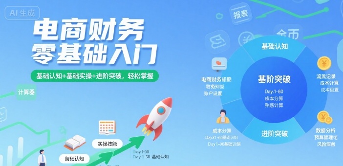 电商财务零基础入门，基础认知+基础实操+进阶突破，轻松掌握-网创资源总站