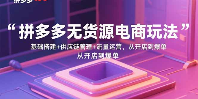 拼多多无货源电商玩法：基础搭建+供应链管理+流量运营，从开店到爆单-网创资源总站
