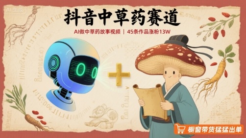 抖音中草药赛道，用AI做中草药故事视频，45条作品涨粉13W，橱窗带货猛猛出单-网创资源总站